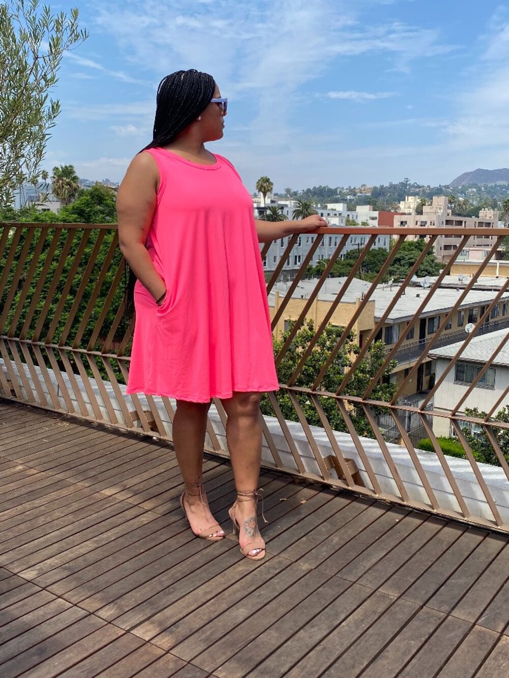 Anika Plus Size Pink Neon Swing Dress